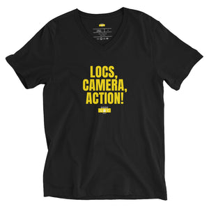 LOCS, CAMERA, ACTION! V-Neck T-Shirt