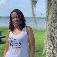 Load image into Gallery viewer, Date Someone With Locs Women&#39;s Flowy Tank