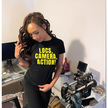 Load image into Gallery viewer, LOCS, CAMERA, ACTION WOMEN&#39;S TEE (BLK)